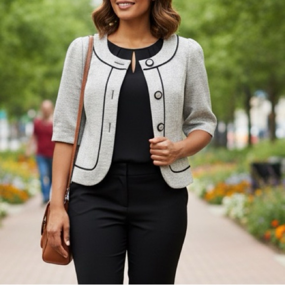 Semantiks Grey Black Contrast Crop Jacket